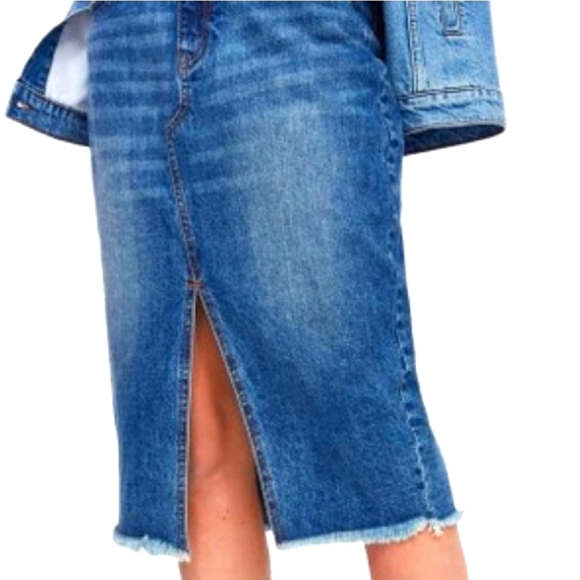 Zara Skirts Zara High Waist Denim Midi Skirt Poshmark